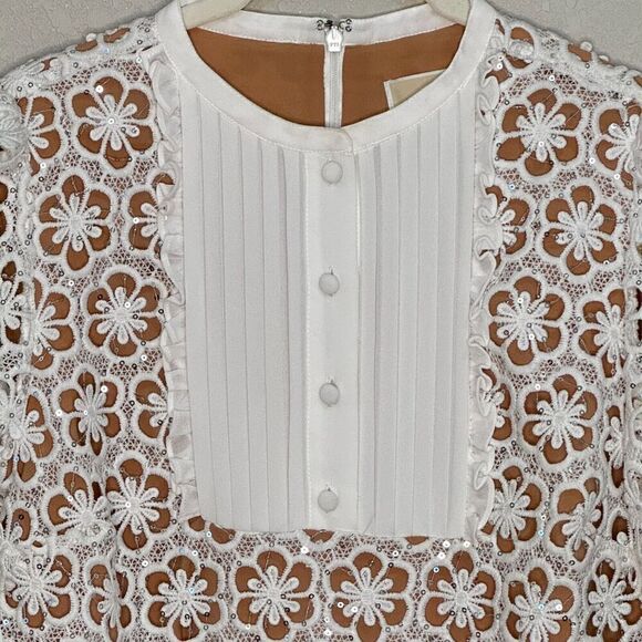 MICHAEL Michael Kors Sequined Floral Lace Mini Dress Size Small - Picture 5 of 13